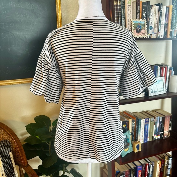 Striped Peplum Sleeve T-Shirt - Picture 5 of 6